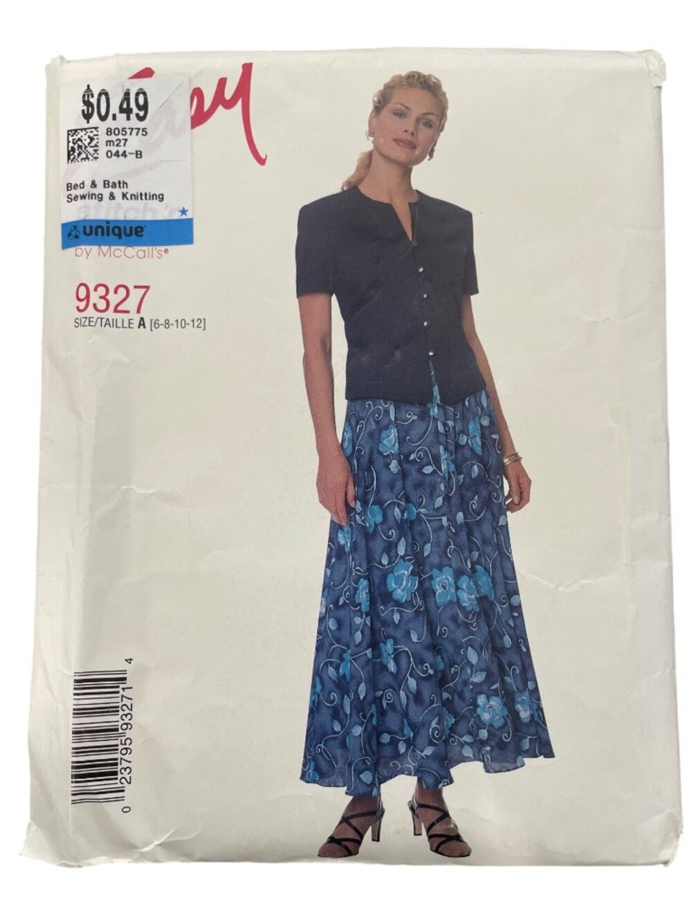 Vintage 90s McCalls 9327 Stitch N Save Pattern Sizes 6-8-10-12 Top & Skirt UNCUT